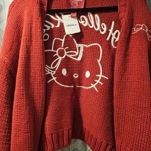 Forever 21 Red Graphic Cardigan